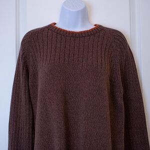 Columbia Men’s Tall Sweater Brown Ribbed Pullover LT Outdoor Knit Long Sleeve